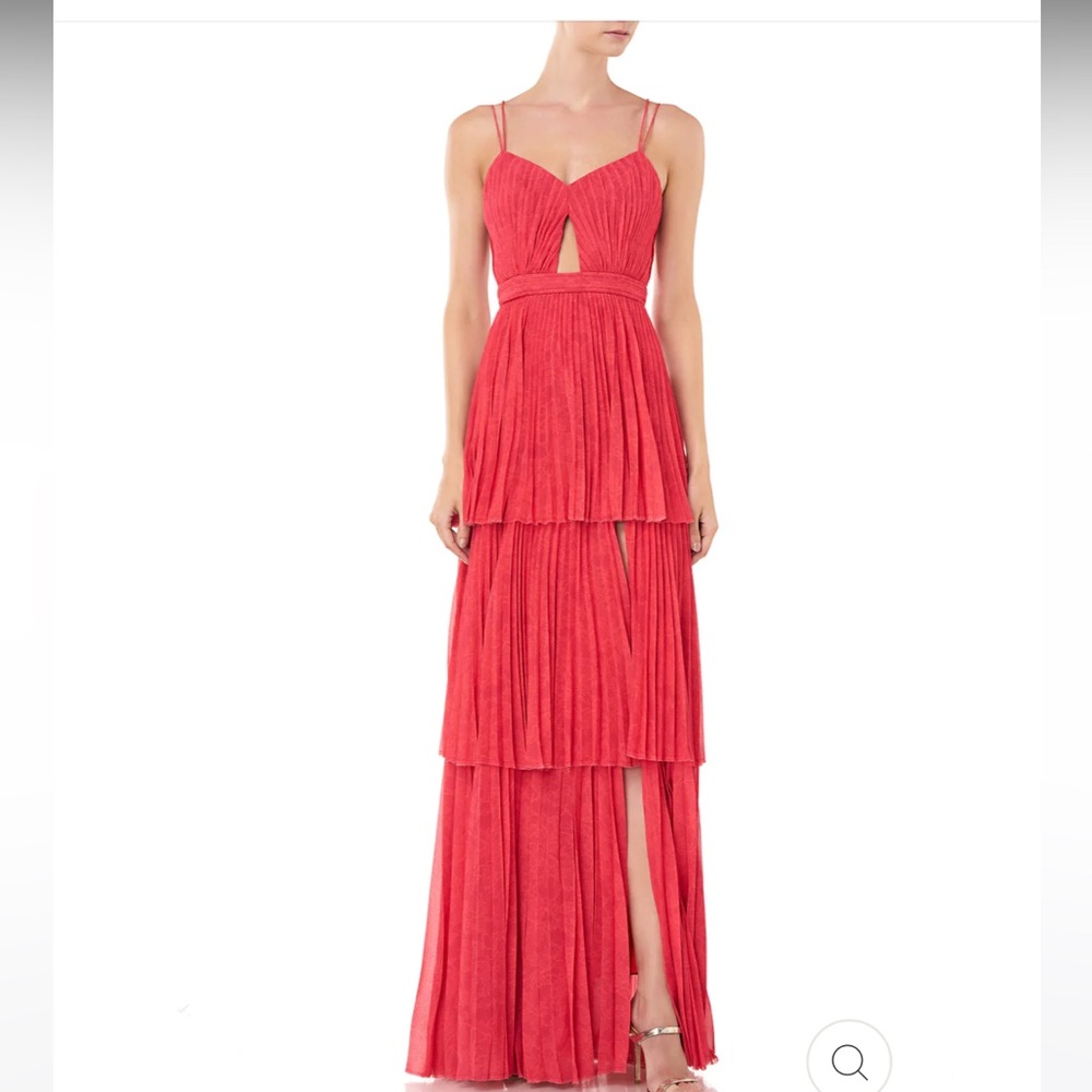 AMUR Red Pleated Maxi Dress